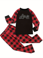 Casual Pajamas Set - Women's Plus Letter Graphic Tee & Pla