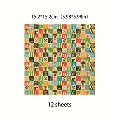 12pcs Large Size Retro Objects Paper Retro Journal DIY Gift