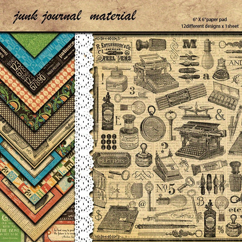 12pcs Large Size Retro Objects Paper Retro Journal DIY Gift