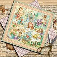 12pcs Large Flowering Shrubs Paper Retro Journal For Background DIY Gift