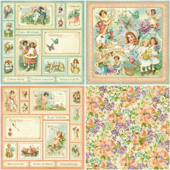 12pcs Large Flowering Shrubs Paper Retro Journal For Background DIY Gift