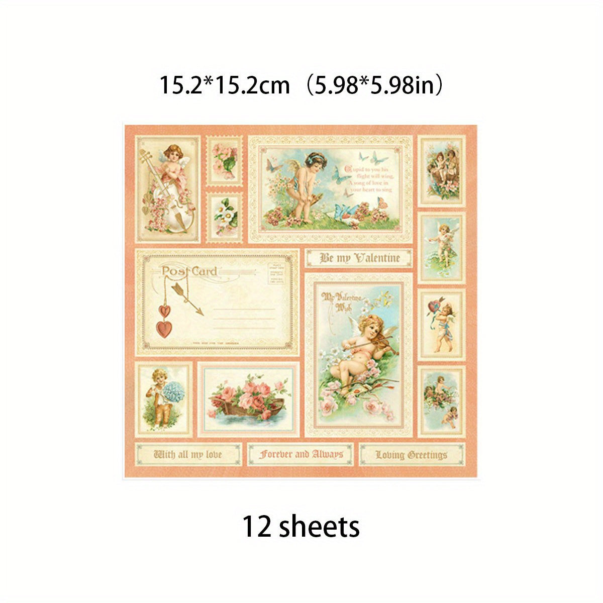12pcs Large Flowering Shrubs Paper Retro Journal For Background DIY Gift