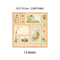 12pcs Large Flowering Shrubs Paper Retro Journal For Background DIY Gift