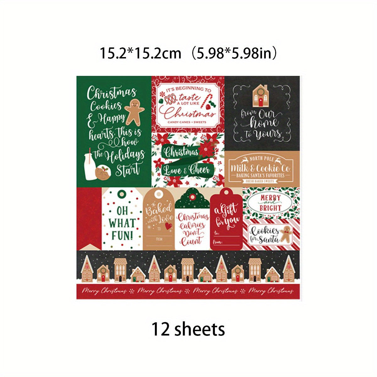 12pcs Large Size Christmas Bakery Paper Retro Journal - DIY Gift for Adults