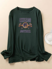 Women's Plus Size Rugby Helmet Print Long Sleeve Lounge Top