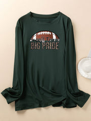 Sporty Lounge Top Women's Plus Leopard Print Long Sleeve Crew Neck Tee