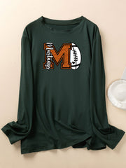 Women's Plus Size Sporty Lounge Top Long Sleeve Crew Neck Tee