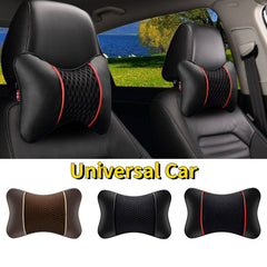 PU Leather Knitted Car Pillows Headrest Neck Rest Cushion