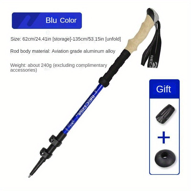 Aluminum Three-section Hiking Stick Straight Handle Trekking Pole