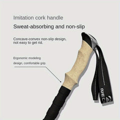 Aluminum Three-section Hiking Stick Straight Handle Trekking Pole