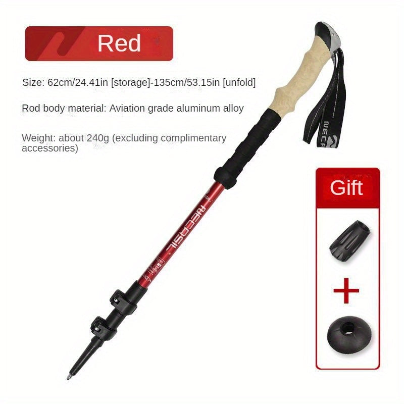Aluminum Three-section Hiking Stick Straight Handle Trekking Pole