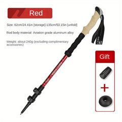 Aluminum Three-section Hiking Stick Straight Handle Trekking Pole
