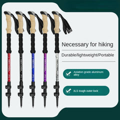 Aluminum Three-section Hiking Stick Straight Handle Trekking Pole