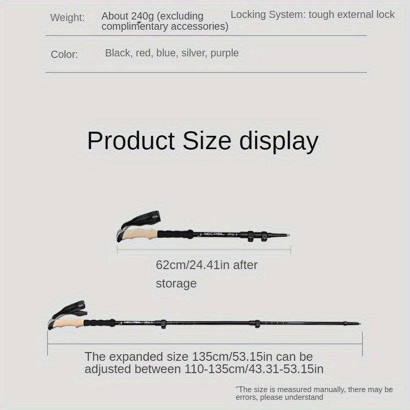 Aluminum Three-section Hiking Stick Straight Handle Trekking Pole