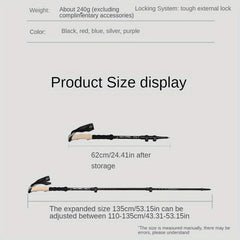 Aluminum Three-section Hiking Stick Straight Handle Trekking Pole