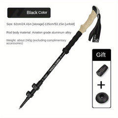 Aluminum Three-section Hiking Stick Straight Handle Trekking Pole
