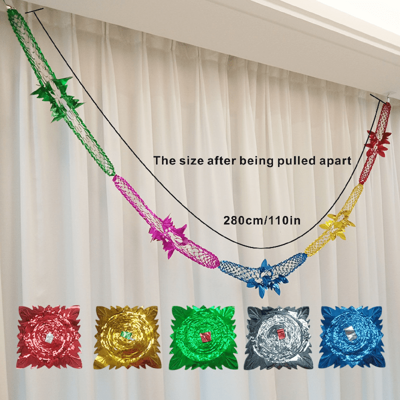 4pcs Colorful Pull Flower Streamer Christmas Decoration