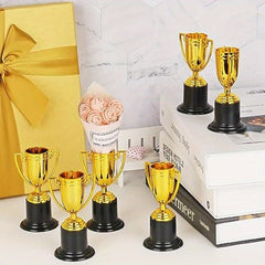 Mini Golden Plastic Trophies Set of 6-12 for Parties, Competitions