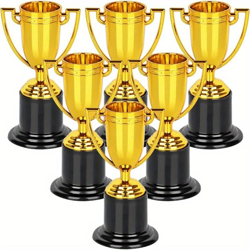 Mini Golden Plastic Trophies Set of 6-12 for Parties, Competitions