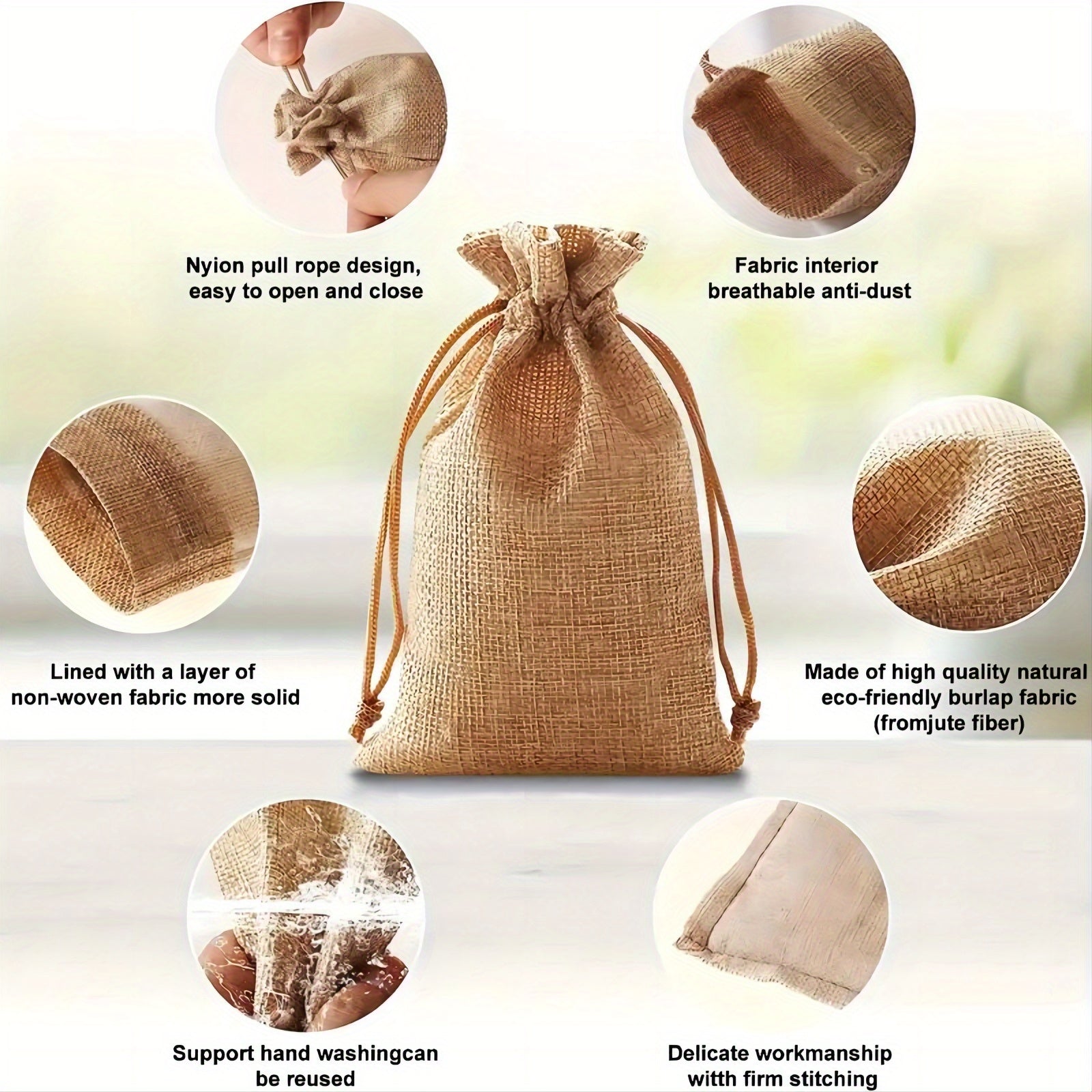 21pcs Burlap Gift Bags With Drawstring And Gift Tags 10x16x13cm