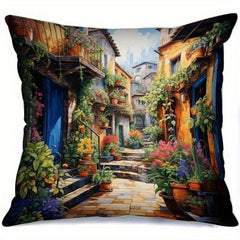 Street Landscape Pillowcase 4pcs Set 18x18in