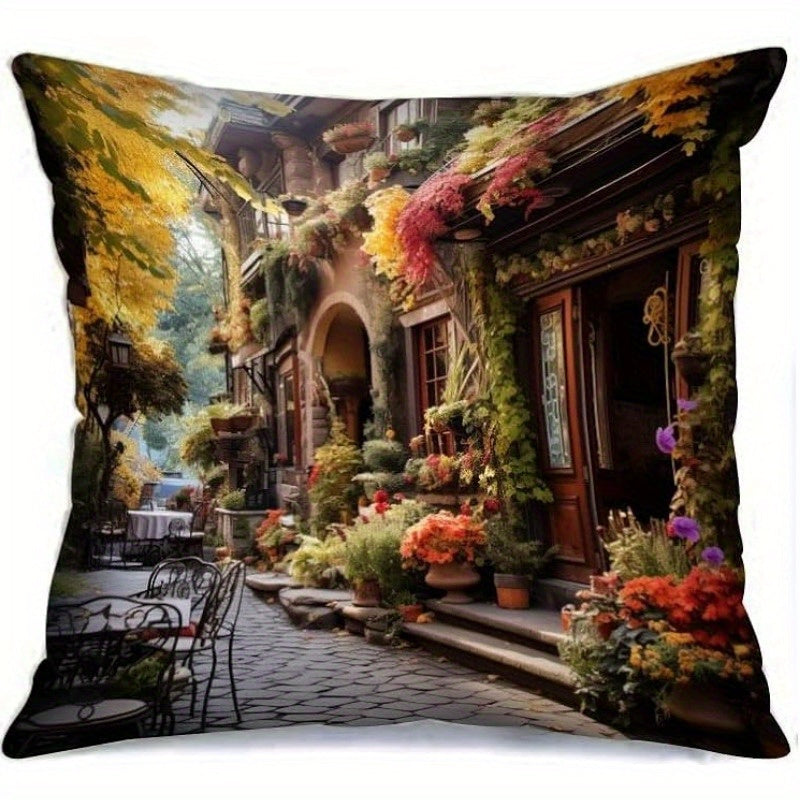 Street Landscape Pillowcase 4pcs Set 18x18in