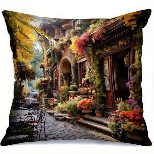 Street Landscape Pillowcase 4pcs Set 18x18in