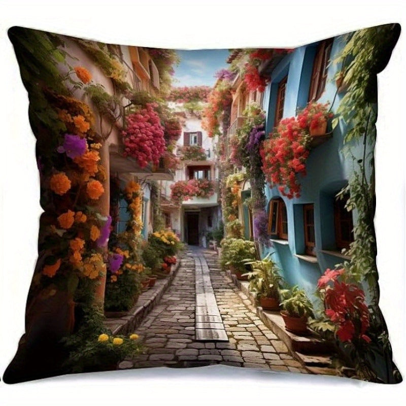 Street Landscape Pillowcase 4pcs Set 18x18in