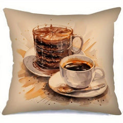 Watercolor Coffee Cake Pillowcase for Home Living Room Bedroom Sofa Office