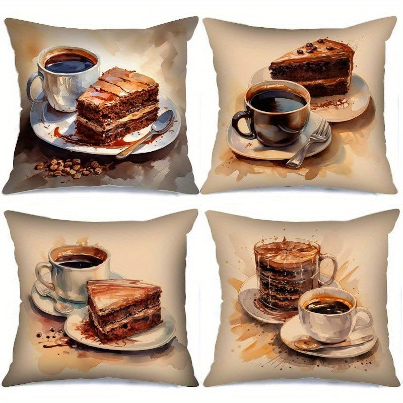 Watercolor Coffee Cake Pillowcase for Home Living Room Bedroom Sofa Office