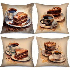 Watercolor Coffee Cake Pillowcase for Home Living Room Bedroom Sofa Office