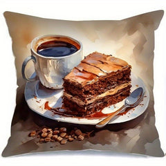 Watercolor Coffee Cake Pillowcase for Home Living Room Bedroom Sofa Office