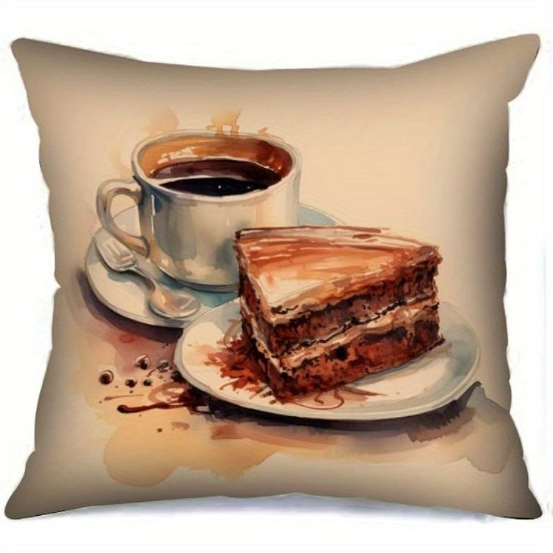 Watercolor Coffee Cake Pillowcase for Home Living Room Bedroom Sofa Office