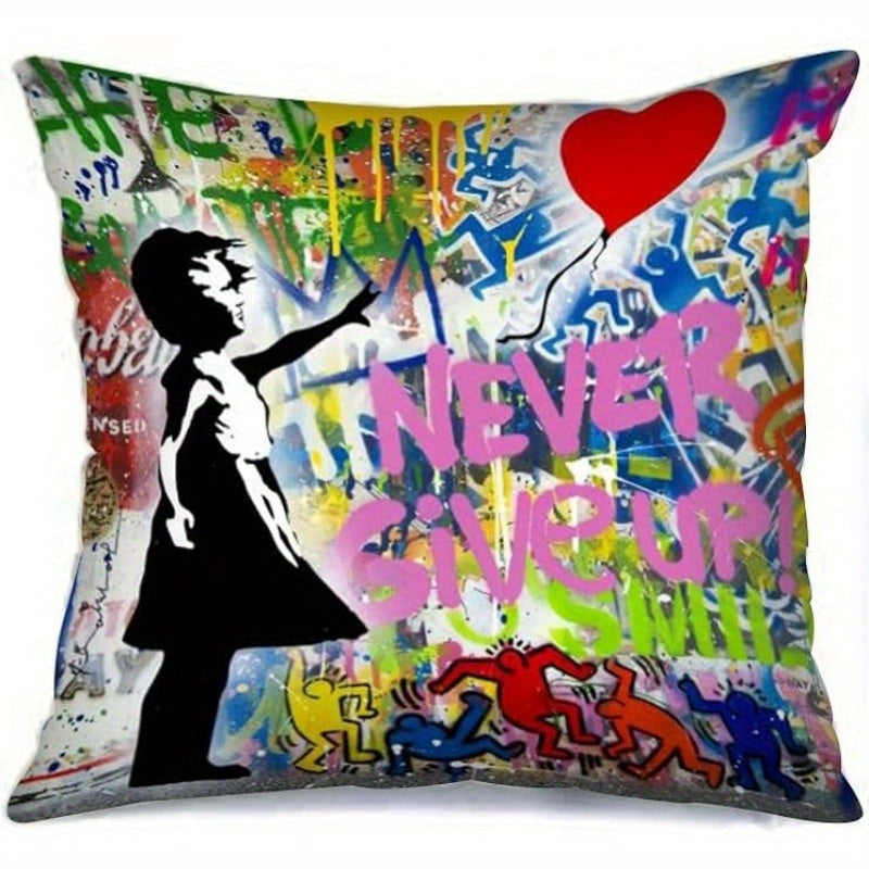 Graffiti Pillowcase for Home Sofa Recliner Chair Car Office, 18x18in