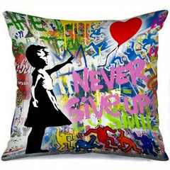 Graffiti Pillowcase for Home Sofa Recliner Chair Car Office, 18x18in