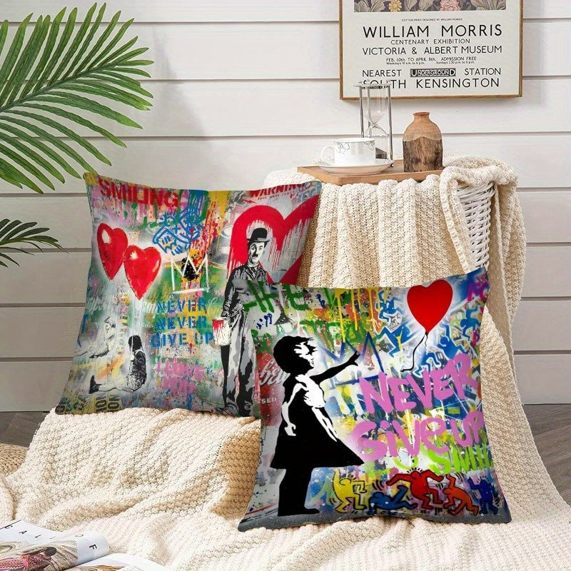 Graffiti Pillowcase for Home Sofa Recliner Chair Car Office, 18x18in