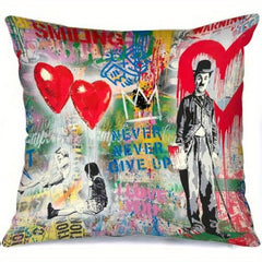 Graffiti Pillowcase for Home Sofa Recliner Chair Car Office, 18x18in