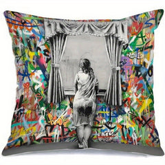 Graffiti Pillowcase for Home Sofa Recliner Chair Car Office, 18x18in