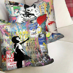 4pcs Graffiti Pillowcase for Home Sofa Car Office Coffee Shop 18in