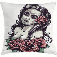 Square Pillowcase Girl Rose Printed Pillow Cover 18x18in