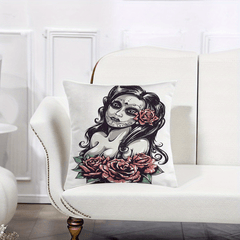 Square Pillowcase Girl Rose Printed Pillow Cover 18x18in