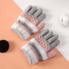 Children's Striped Knitted Gloves for Warmth