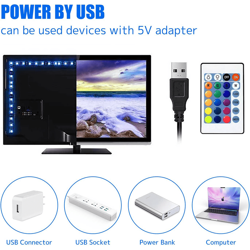 RGB LED Light Belt with Music Synchronization Remote Control