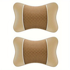 2pcs PU Leather Car Pillows Headrest Neck Rest Cushion Support Seat Accessories