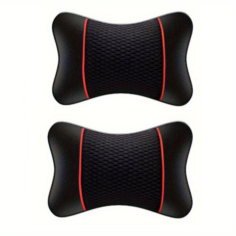 2pcs PU Leather Car Pillows Headrest Neck Rest Cushion Support Seat Accessories