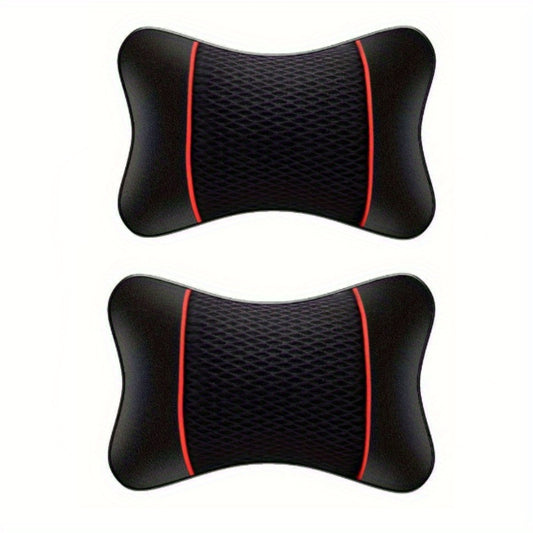 2pcs PU Leather Car Pillows Headrest Neck Rest Cushion Support Seat Accessories