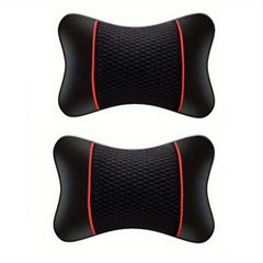 2pcs PU Leather Car Pillows Headrest Neck Rest Cushion Support Seat Accessories