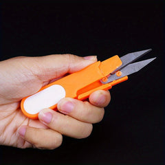 2pcs U-Shaped Scissors with Cap Fishing Line Scissors Plastic Handle