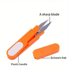 2pcs U-Shaped Scissors with Cap Fishing Line Scissors Plastic Handle