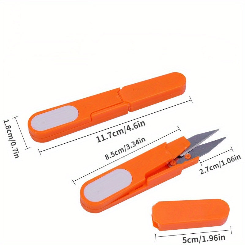 2pcs U-Shaped Scissors with Cap Fishing Line Scissors Plastic Handle